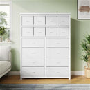 Moderne Commode haute à 16 tiroirs pour chambre à coucher, meuble de rangement en tissu pour placards,salon,couloir,blanc