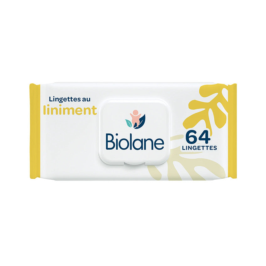 Embalagem de 64 toalhetes de limpeza com linimento e azeite