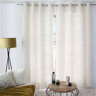 Cortinado de Veludo "Chenille" com Ilhós 140x240cm Cru
