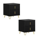 SoBuy Lot de 2 Table de Chevet - Table de Nuit avec 2 tiroirs, Table d'appoint pour Chambre à Coucher - Meuble de Rangement Moderne, Noir L40 x P40 x H47 cm FBT115-SCHx2