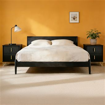 SoBuy Conjunto de 2 Mesas de Cabeceira - Mesa de Cabeceira com 2 Gavetas, Mesa de Apoio para Quarto - Móvel de Arrumação Moderno, Preto L40 x P40 x A47 cm FBT115-SCHx2