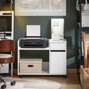 SoBuy Meuble Roulant pour Imprimante avec Tiroir et Porte Bureau Compact Blanc