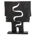 Estatueta Decorativa "Caras Entrelaçadas" 38cm Preta