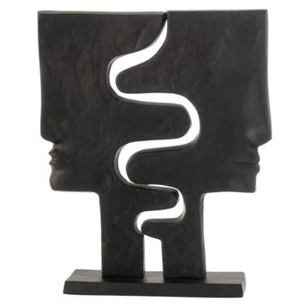 Estatueta Decorativa "Caras Entrelaçadas" 38cm Preta