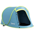Tenda de campismo automática pop-up 2-3 pessoas, impermeabilidade 2000 mm, saco azul