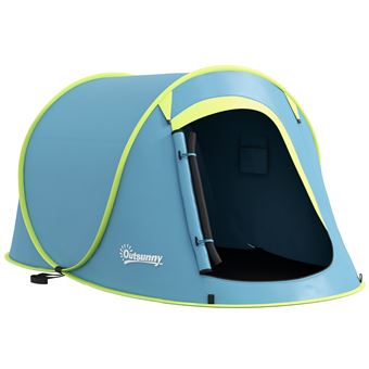 Tenda de campismo automática pop-up 2-3 pessoas, impermeabilidade 2000 mm, saco azul