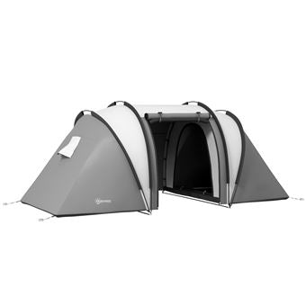 Tenda de campismo familiar 4-5 pessoas 2 quartos 3 janelas saco cinzento