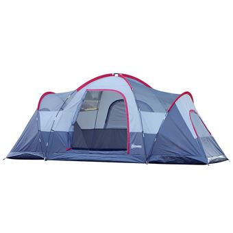 Tenda de campismo familiar 5-6 pessoas - porta grande + 3 janelas - dim. 4,55C x 2,3L x 1,8A m fibra de vidro poliéster oxford cinzento