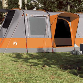Tenda de campismo túnel 4 pessoas cinzenta e laranja impermeável