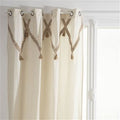 Toilinux - Conjunto de 2 Cortinados Carmen com Borlas em Juta - 140 cm x 260 cm - Bege - Carmen