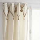 Toilinux  - Lot de 2 Rideaux Carmen à Pompons en jute - 140 cm x 260 cm - Beige - Carmen