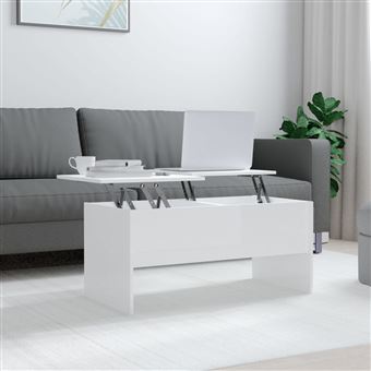 vidaXL Mesa de Centro Mesa de Apoio Mesa de Sala de Estar Branco Brilhante 102x50,5x46,5 cm Madeira Processada